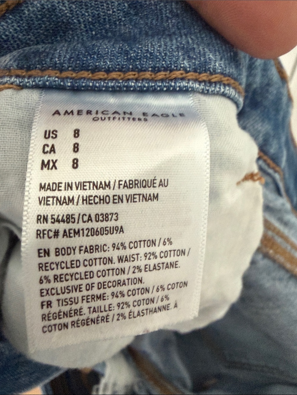 American Eagle Outfitters Blue Denim Daisy Patch Frayed Jean Shorts - Picture 2 of 4